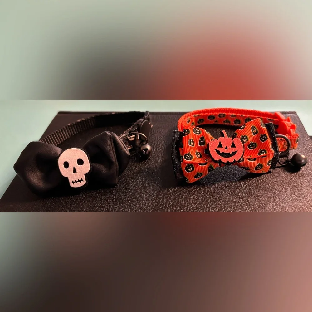 💚 NWOT Brand new - Four easy break away kitten collars in Halloween theme